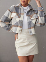 Check Wool Short Coat Shacket - QH Clothing