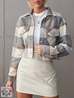 Check Wool Short Coat Shacket - QH Clothing