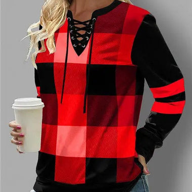 Checker Tied V-Neck Sweater - Quality Home Clothing| Beauty