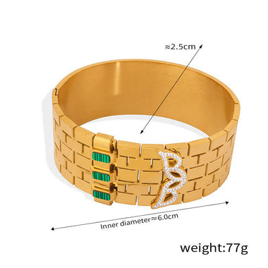 18K gold fashionable personalized checkered pattern and irregular diamond-set design versatile bracelet - QH Clothing