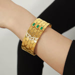 18K gold fashionable personalized checkered pattern and irregular diamond-set design versatile bracelet - QH Clothing