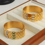 18K gold fashionable personalized checkered pattern and irregular diamond-set design versatile bracelet - QH Clothing