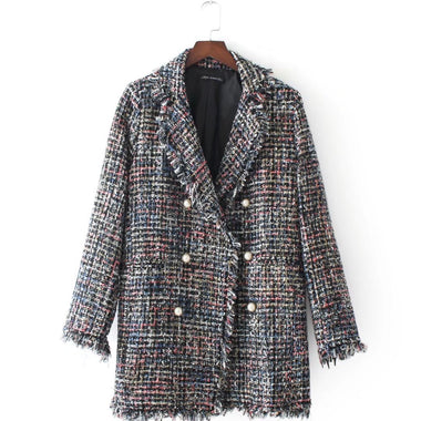 Tweed Pearl Checkered Coat - QH Clothing