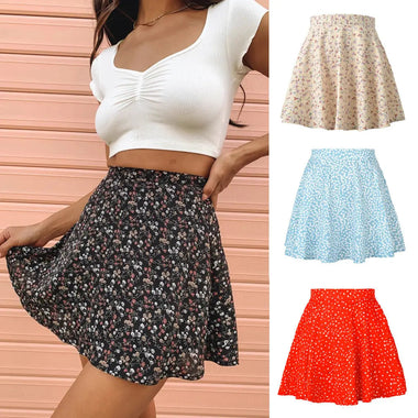 Floral Skirt High Waist Umbrella Skirt Invisible Zipper Chiffon Printed Short Skirt - Quality Home Clothing| Beauty