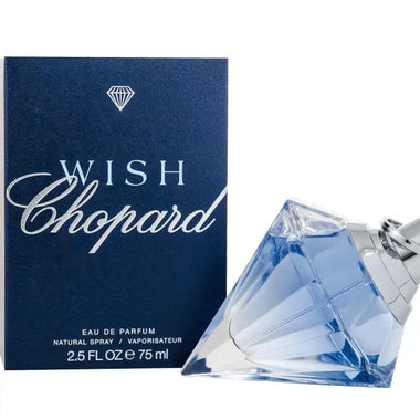 Diamond-shaped perfume bottle and box of Chopard Wish Eau de Parfum 75ml Spray