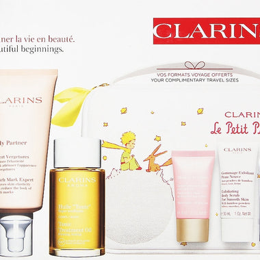 Clarins Beautiful Beginnings Gift Set 175ml Stretch Mark Expert + 30ml Exfoliating Body Scrub + 15ml Multi-Active Day