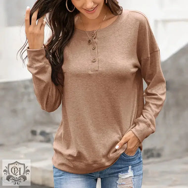 Button Casual Block Colour Sweatshirt - Quality Home Clothing| Beauty