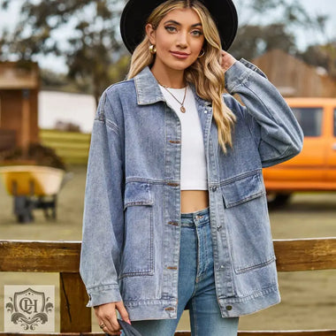 Match Retro Denim Button Jacket - QH Clothing