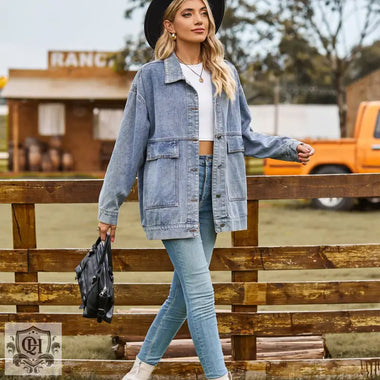 Match Retro Denim Button Jacket - QH Clothing