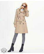 Double-Breasted Khaki Winter Coat - QH Clothing