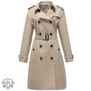 Double-Breasted Khaki Winter Coat - QH Clothing