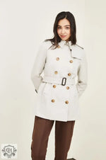 Elegant Double-Breasted Trench Coat - QH Clothing