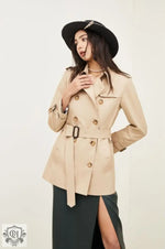 Elegant Double-Breasted Trench Coat - QH Clothing