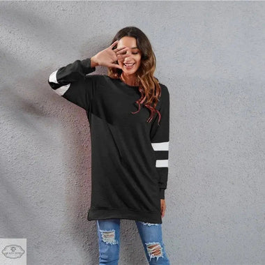 Round Neck Long Casual Sweater Top - Quality Home Clothing| Beauty