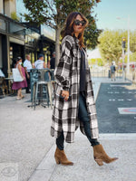 Autumn Winter Long Windbreaker Side Slit Collared Slim Fit Women Woolen Plaid Coat - Quality Home Clothing| Beauty