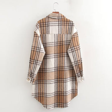 Plaid Woolen Cozy Winter Coat - QH Clothing