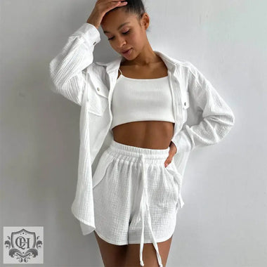 Collared Shirt & Shorts Set - Clothing