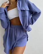 Collared Shirt & Shorts Set - Clothing