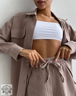 Collared Shirt & Shorts Set - Clothing