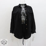 Collared Shirt & Shorts Set - S / Black - Clothing