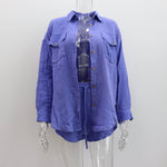 Collared Shirt & Shorts Set - S / Blue - Clothing