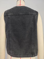 Collarless Denim Vest Top - Clothing