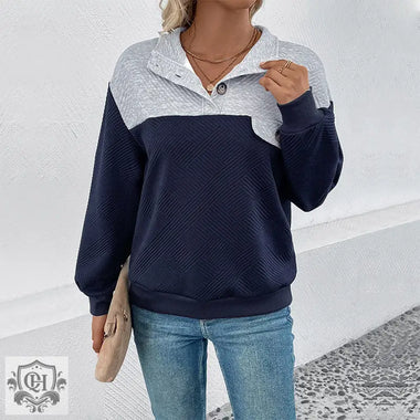 Autumn Colour Block Sweater - Loose Fit - QH Clothing