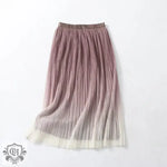 Elegant Graceful Gradient Color Pleated Skirt Spring Summer Light Luxury High Waist A line Skirt - Quality Home Clothing| Beauty