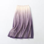 Elegant Graceful Gradient Color Pleated Skirt Spring Summer Light Luxury High Waist A line Skirt - Quality Home Clothing| Beauty