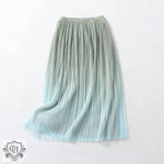 Elegant Graceful Gradient Color Pleated Skirt Spring Summer Light Luxury High Waist A line Skirt - Quality Home Clothing| Beauty