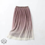 Elegant Graceful Gradient Color Pleated Skirt Spring Summer Light Luxury High Waist A line Skirt - Quality Home Clothing| Beauty