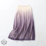 Elegant Graceful Gradient Color Pleated Skirt Spring Summer Light Luxury High Waist A line Skirt - Quality Home Clothing| Beauty