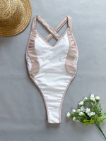 Patchwork Backless One Piece Swimsuit - QH Clothing