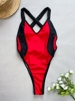 Patchwork Backless One Piece Swimsuit - QH Clothing