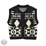 Contrast Colour Long Sleeve Vest - S / Black Knitted Vest - Clothing