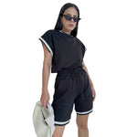 Contrast Colour Two-Piece Set - S / Black - Clothing