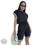 Contrast Colour Two-Piece Set - S / Black - Clothing