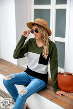 Contrast Colour V-Neck Striped Top - Quality Home Clothing| Beauty