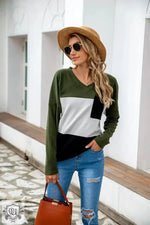 Contrast Colour V-Neck Striped Top - Quality Home Clothing| Beauty