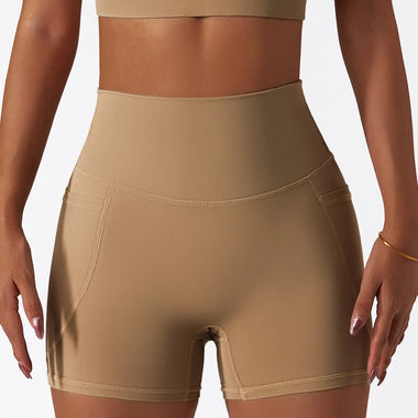 Summer Ice Silk Nude Feel Sports Shorts Quick rying Skinny Yoga Pants Pocket Breathable Cycling Running Workout Shorts - Quality Home Clothing| Beauty