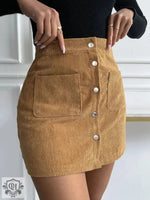 Autumn Winter Corduroy Hip Skirt Single Breasted Slim Fit Solid Skirt Women Clothing - Quality Home Clothing| Beauty