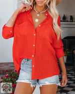 Summer Arrival Women Clothes Candy Color Flip Cardigan Big Pocket Shirt - Quality Home Clothing| Beauty