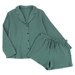 ​Green Cotton Gauze Pajama Set -  QH Clothing