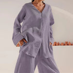 ​Cotton Lounge Two-Piece Pajama Set -  QH Clothing