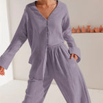 ​Cotton Lounge Two-Piece Pajama Set -  QH Clothing