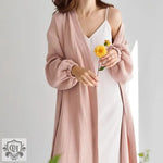 Early Spring French Solid Color Cardigan Nightgown Double Layer Gauze Full Cotton Casual Home Pajamas Women Cotton - Quality Home Clothing| Beauty