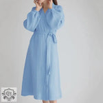 Early Spring French Solid Color Cardigan Nightgown Double Layer Gauze Full Cotton Casual Home Pajamas Women Cotton - Quality Home Clothing| Beauty