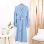 Early Spring French Solid Color Cardigan Nightgown Double Layer Gauze Full Cotton Casual Home Pajamas Women Cotton - Quality Home Clothing| Beauty