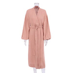 Early Spring French Solid Color Cardigan Nightgown Double Layer Gauze Full Cotton Casual Home Pajamas Women Cotton - Quality Home Clothing| Beauty