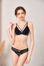 Criss Cross Lace Bra Set - Clothing